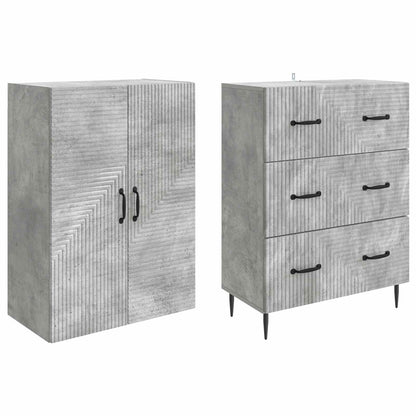 Cabinet Set 2 pcs Concrete Grey 66 x 34.5 x 90 cm