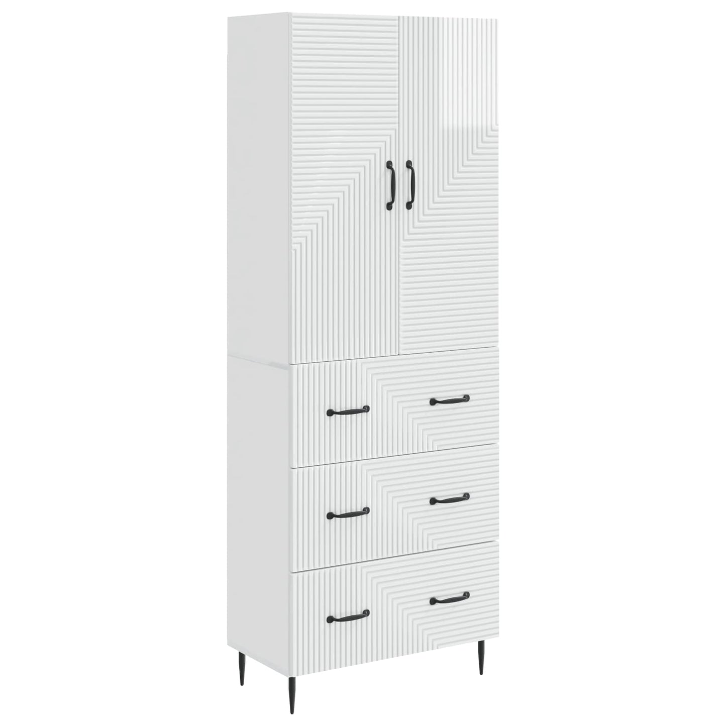 Cabinet Set 2 pcs High Gloss White 66 x 34.5 x 90 cm