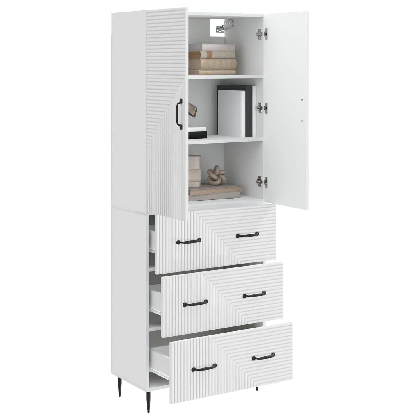 Cabinet Set 2 pcs High Gloss White 66 x 34.5 x 90 cm