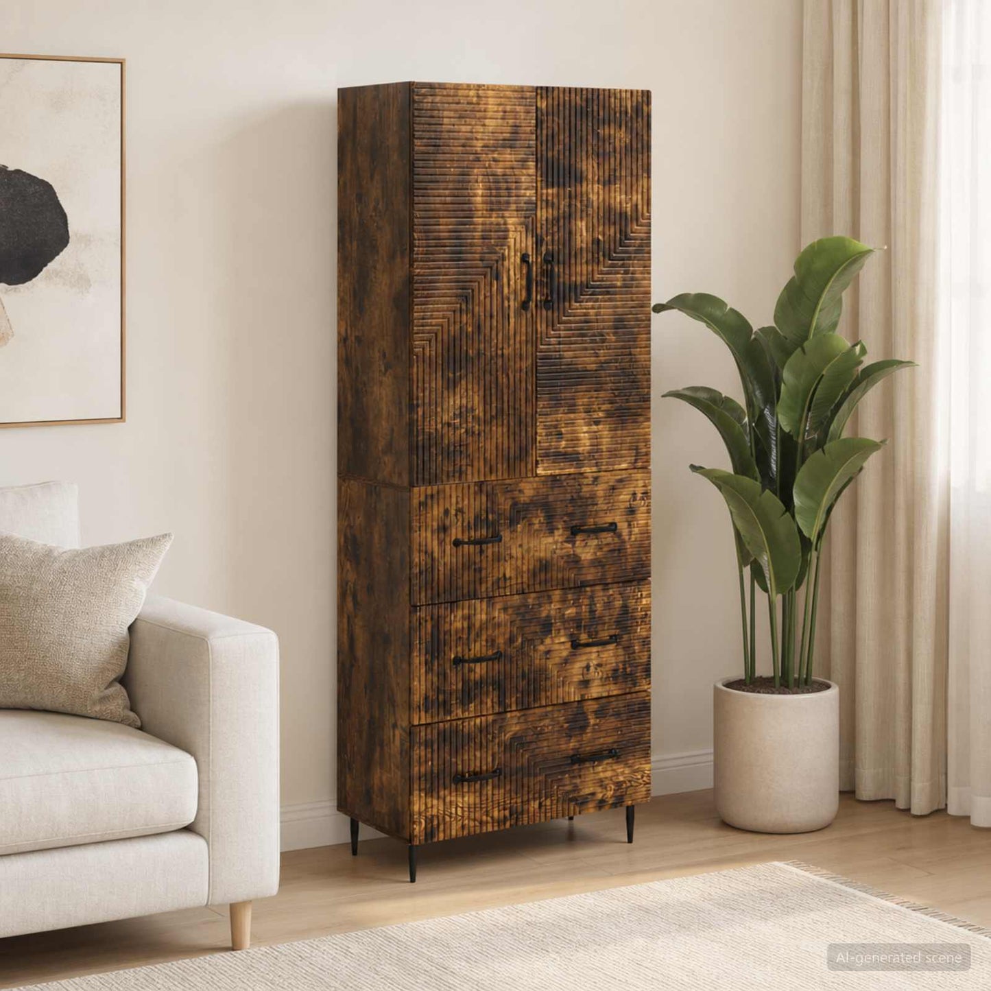 Cabinet Set 2 pcs 66 x 34.5 x 90 cm Engineered Wood Smoked Oak