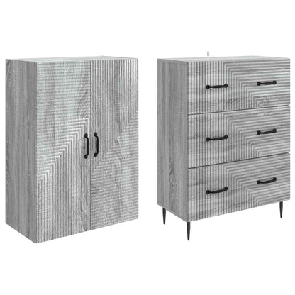 Cabinet Set 2 pcs Grey Sonoma 66 x 34.5 x 90 cm Engineered Wood