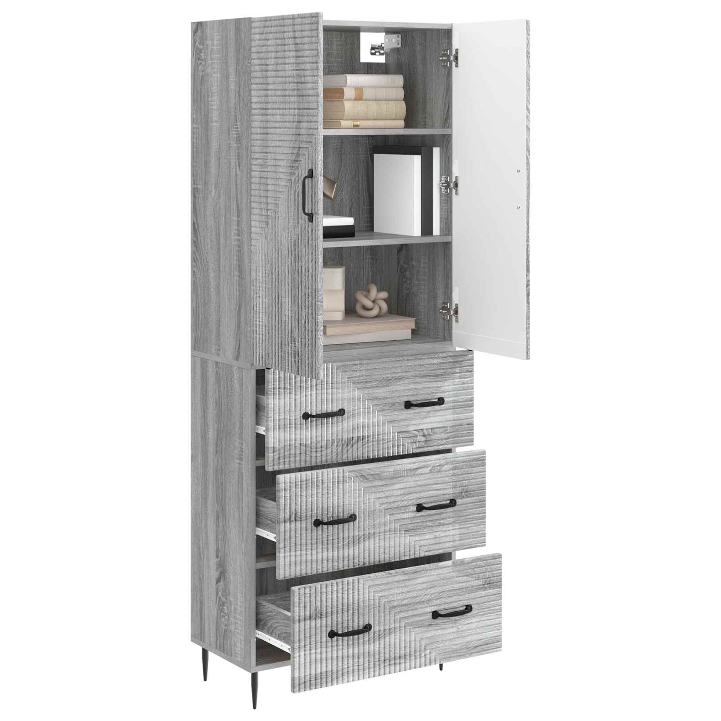 Cabinet Set 2 pcs Grey Sonoma 66 x 34.5 x 90 cm Engineered Wood