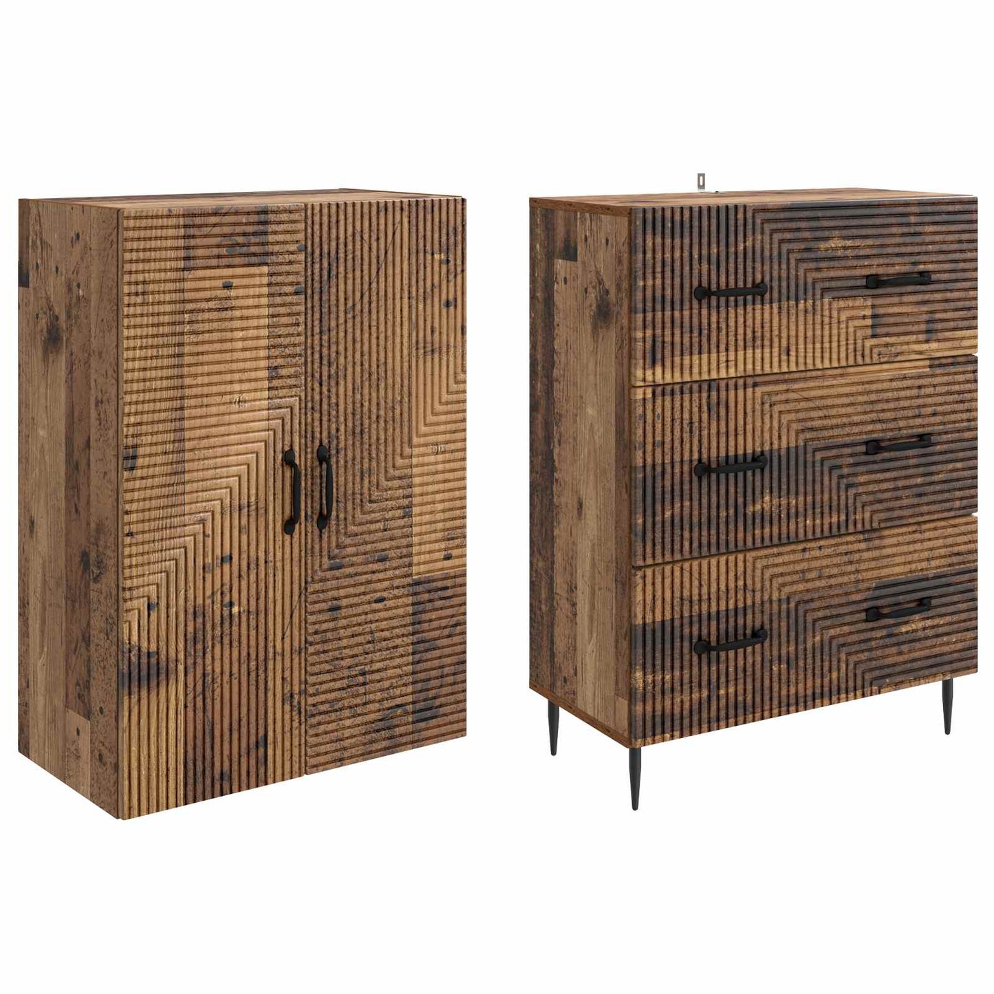 Cabinet Set 2 pcs Old Wood 66 x 34.5 x 90 cm Engineered Wood