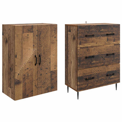 Cabinet Set 2 pcs Old Wood 66 x 34.5 x 90 cm Engineered Wood