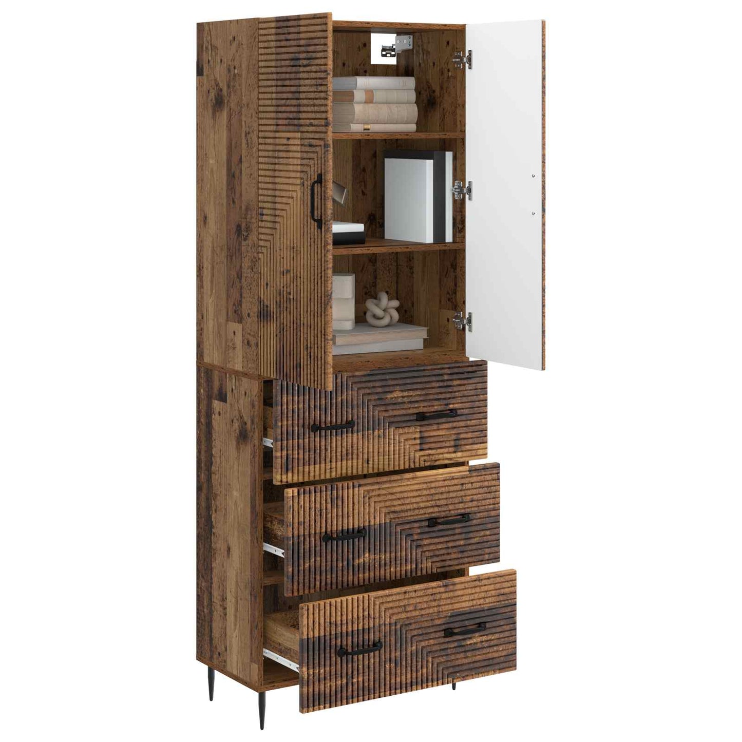 Cabinet Set 2 pcs Old Wood 66 x 34.5 x 90 cm Engineered Wood