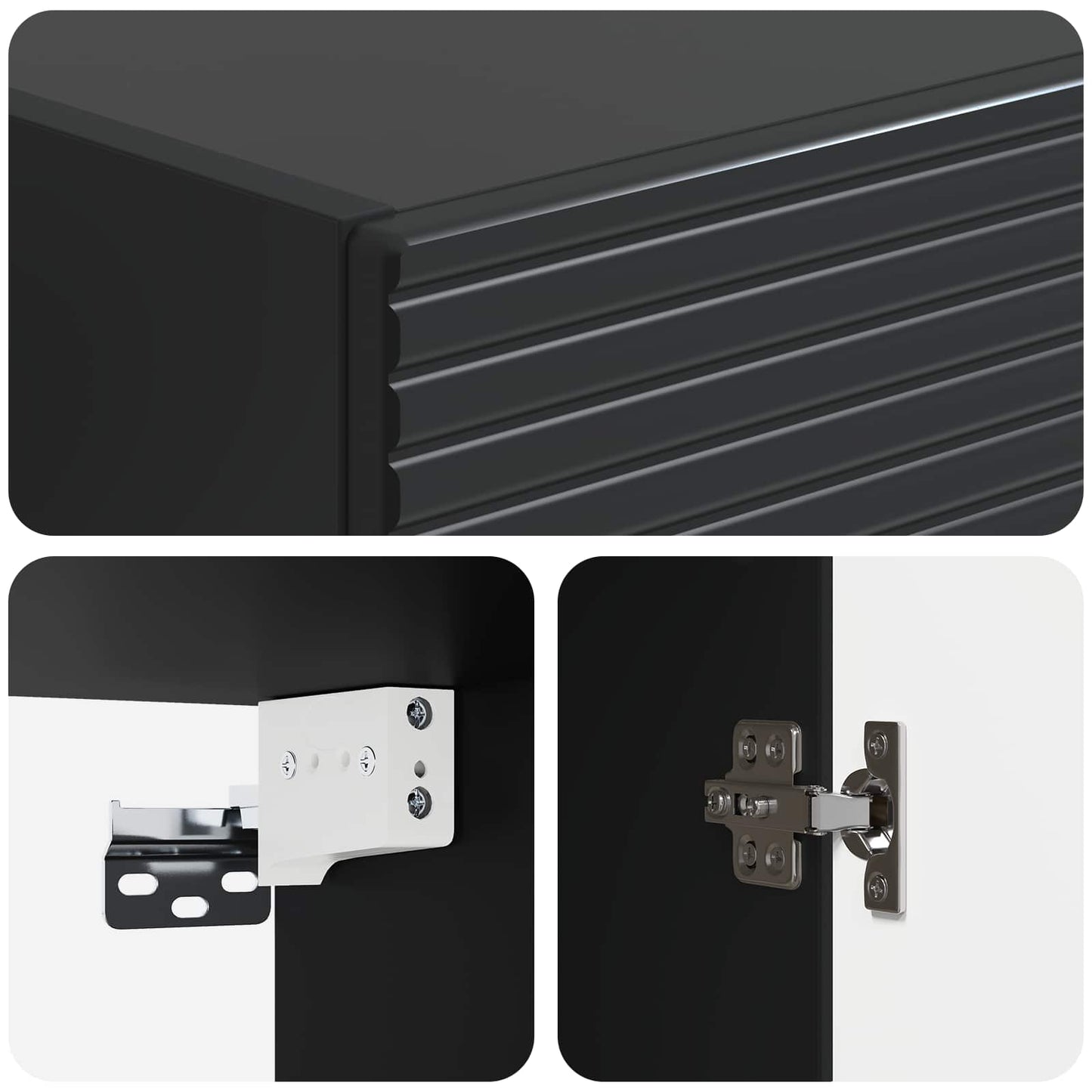 Cabinet Set 2 pcs 33 x 34.5 x 90 cm Engineered Wood Black