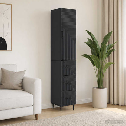 Cabinet Set 2 pcs 33 x 34.5 x 90 cm Engineered Wood Black