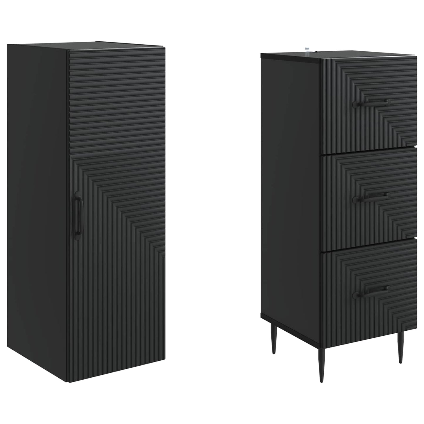 Cabinet Set 2 pcs Black 33 x 34.5 x 90 cm Engineered Wood