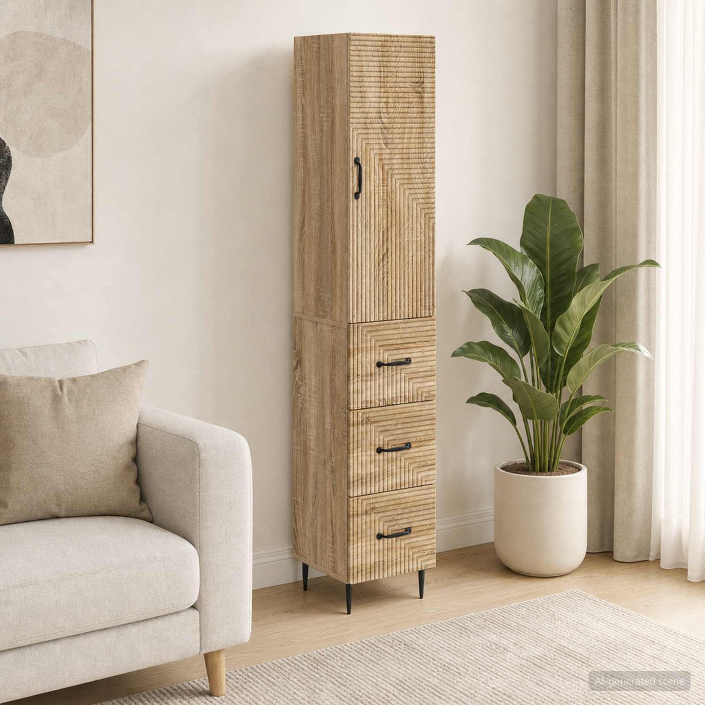 Cabinet Set 2 pcs 33 x 34.5 x 90 cm Engineered Wood Sonoma Oak