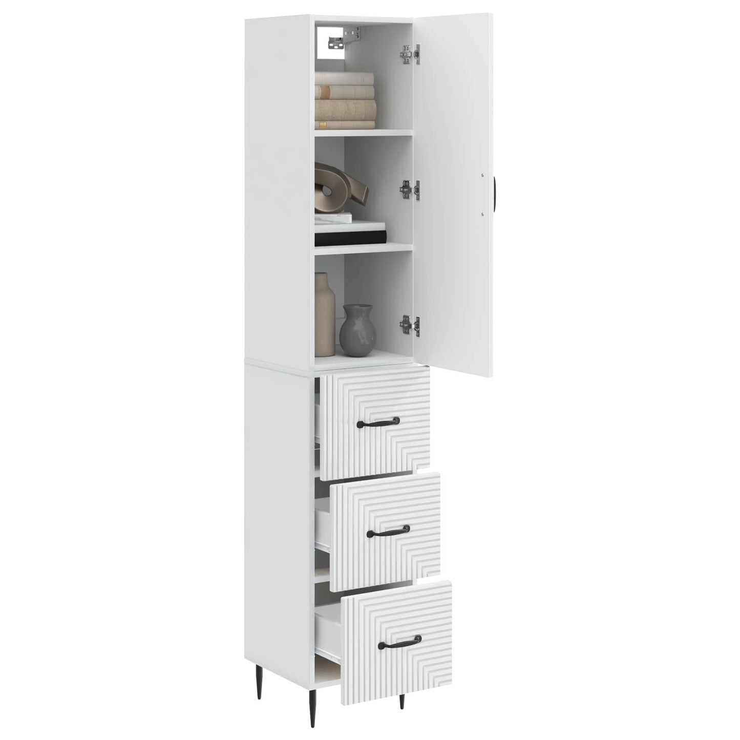 Cabinet Set 2 pcs High Gloss White 33 x 34.5 x 90 cm