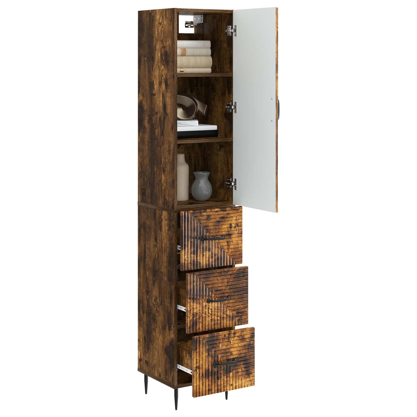 Cabinet Set 2 pcs Smoked Oak 33 x 34.5 x 90 cm Engineered Wood