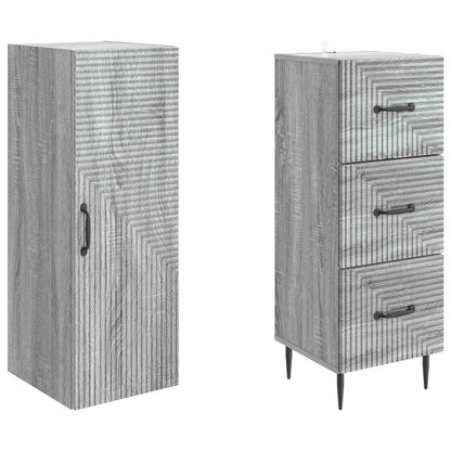 Cabinet Set 2 pcs Grey Sonoma 33 x 34.5 x 90 cm Engineered Wood