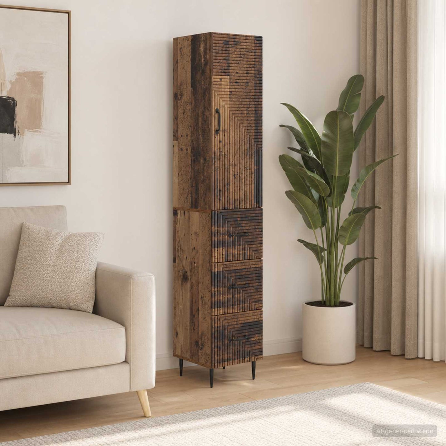 Cabinet Set 2 pcs 33 x 34.5 x 90 cm Engineered Wood Old Wood