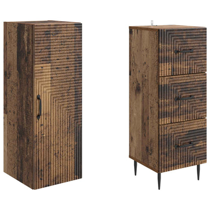 Cabinet Set 2 pcs Old Wood 33 x 34.5 x 90 cm Engineered Wood