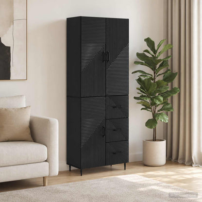 Cabinet Set 2 pcs Black Engineered Wood