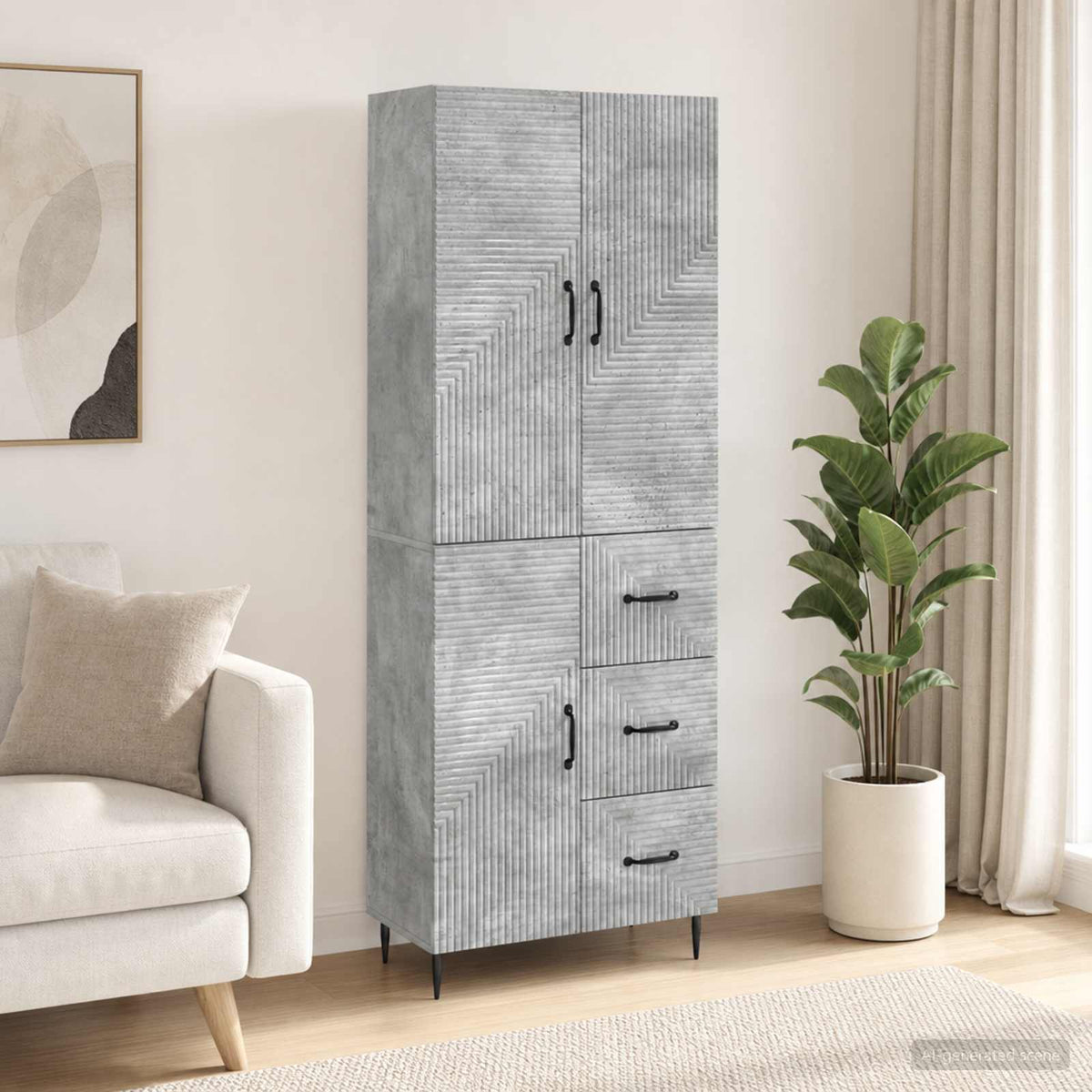 Cabinet Set 2 pcs Concrete Grey Engineered Wood
