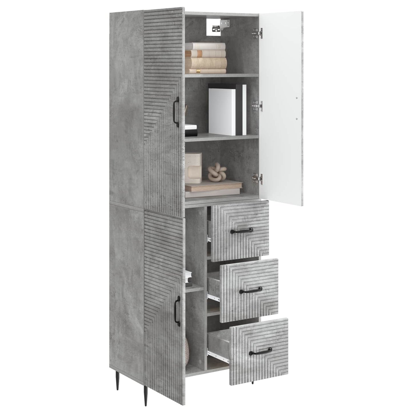 Cabinet Set 2 pcs Concrete Grey 66 x 34.5 x 89.5 cm
