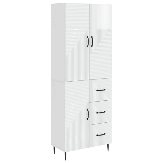 Cabinet Set 2 pcs High Gloss White Engineered Wood