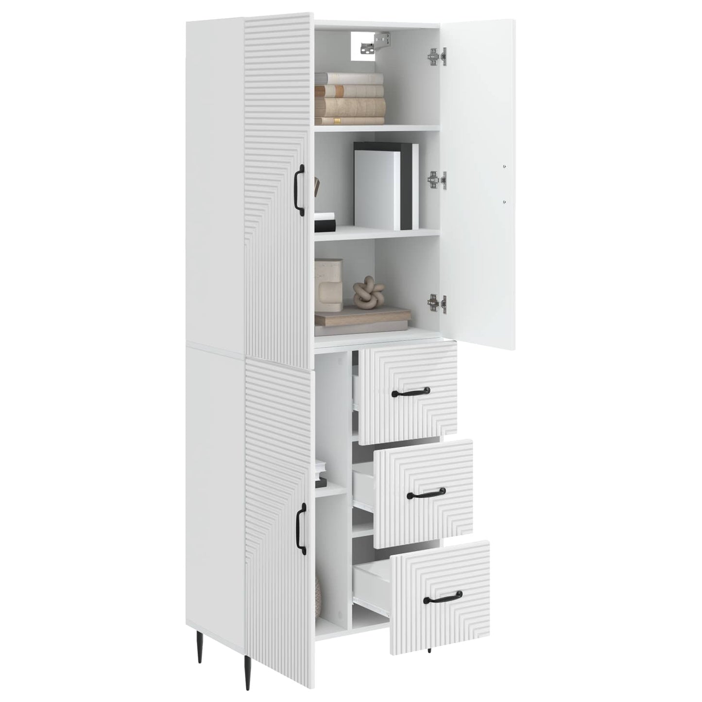 Cabinet Set 2 pcs High Gloss White 66 x 34.5 x 89.5 cm