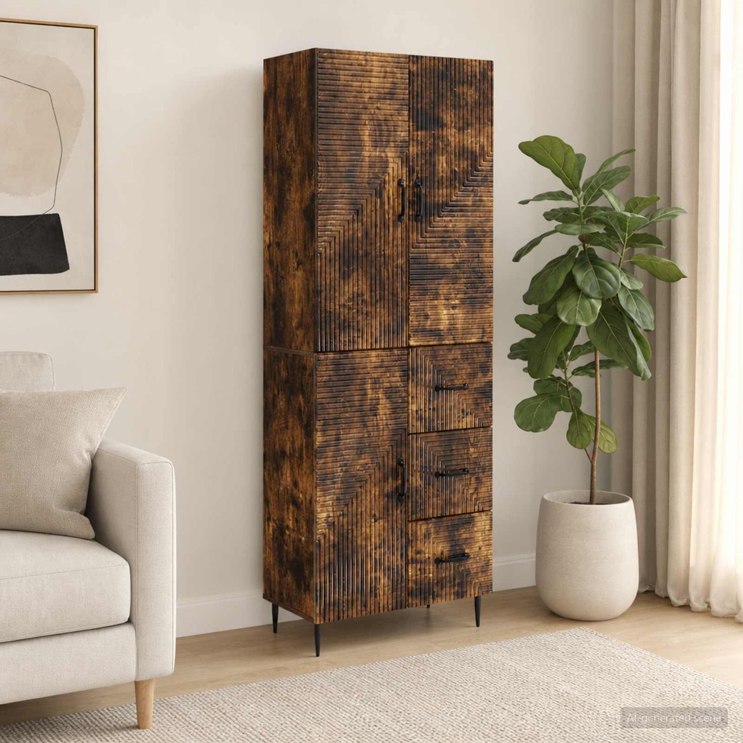 Cabinet Set 2 pcs Smoked Oak Engineered Wood