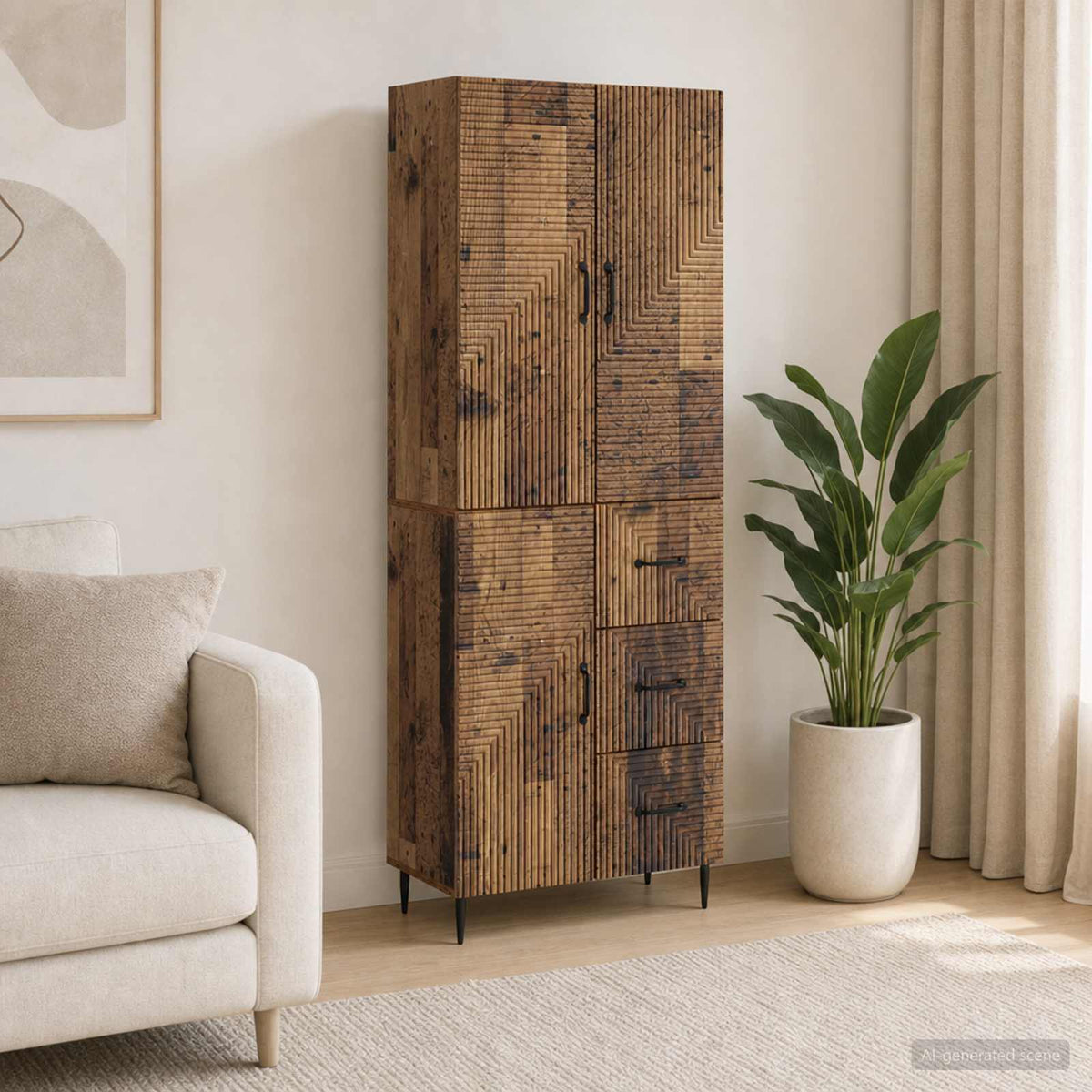 Cabinet Set 2 pcs Old Wood Engineered Wood