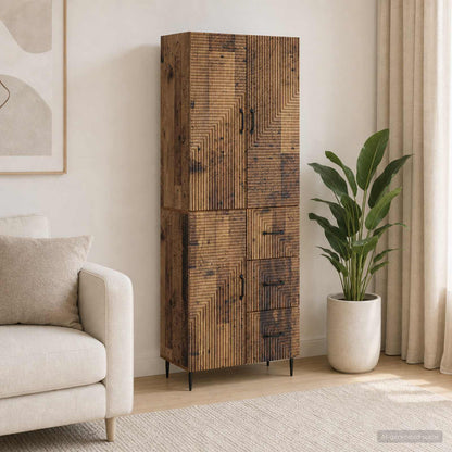 Cabinet Set 2 pcs Old Wood Engineered Wood