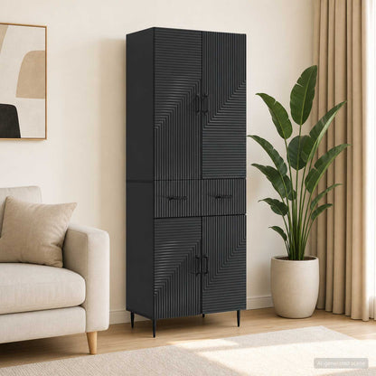 Cabinet Set 2 pcs Black Engineered Wood