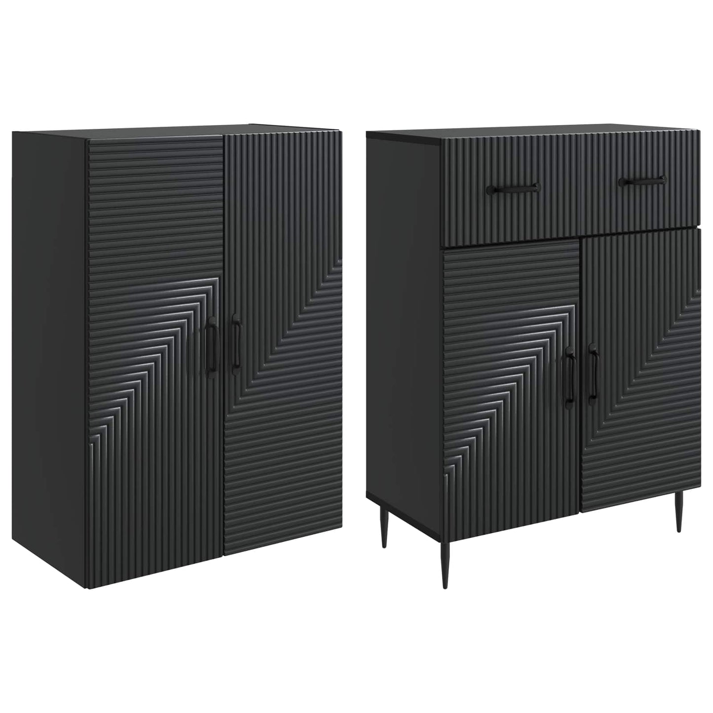 Cabinet Set 2 pcs Black 66 x 34.5 x 89.5 cm Engineered Wood