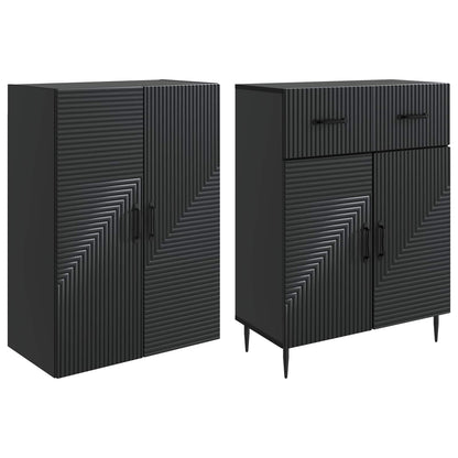 Cabinet Set 2 pcs Black 66 x 34.5 x 89.5 cm Engineered Wood