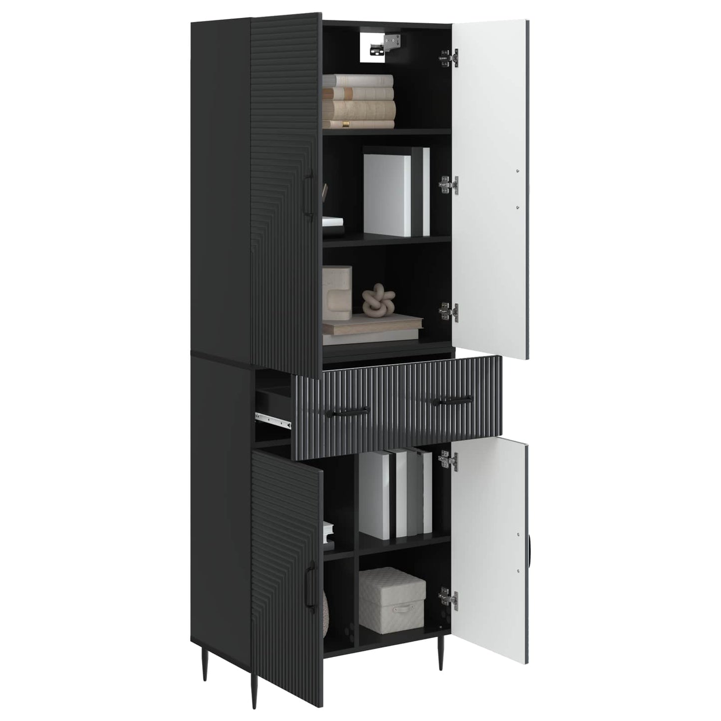 Cabinet Set 2 pcs Black 66 x 34.5 x 89.5 cm Engineered Wood