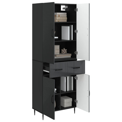 Cabinet Set 2 pcs Black 66 x 34.5 x 89.5 cm Engineered Wood
