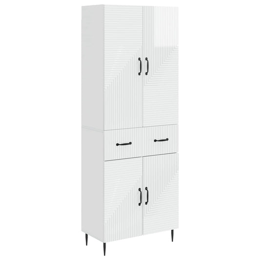 Cabinet Set 2 pcs High Gloss White Engineered Wood
