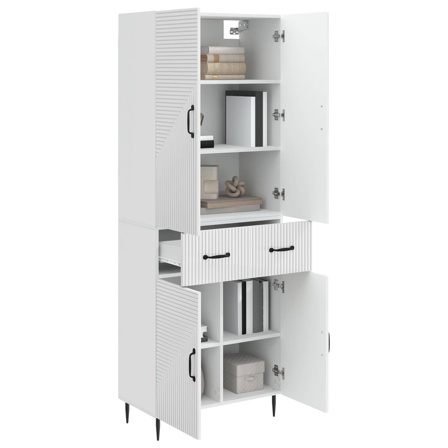 Cabinet Set 2 pcs High Gloss White 66 x 34.5 x 89.5 cm