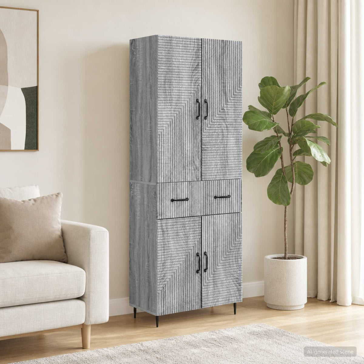 Cabinet Set 2 pcs Grey Sonoma Engineered Wood