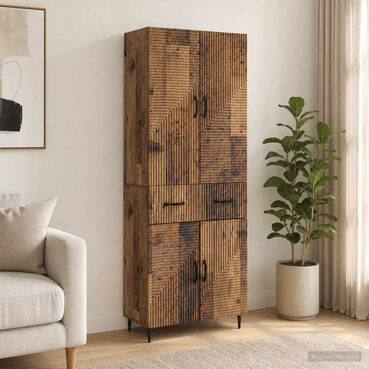 Cabinet Set 2 pcs Old Wood Engineered Wood