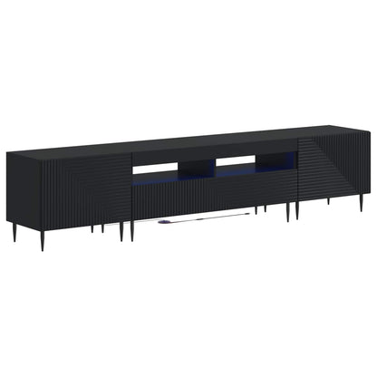 3 Piece LED TV Cabinet Black Engineered Wood