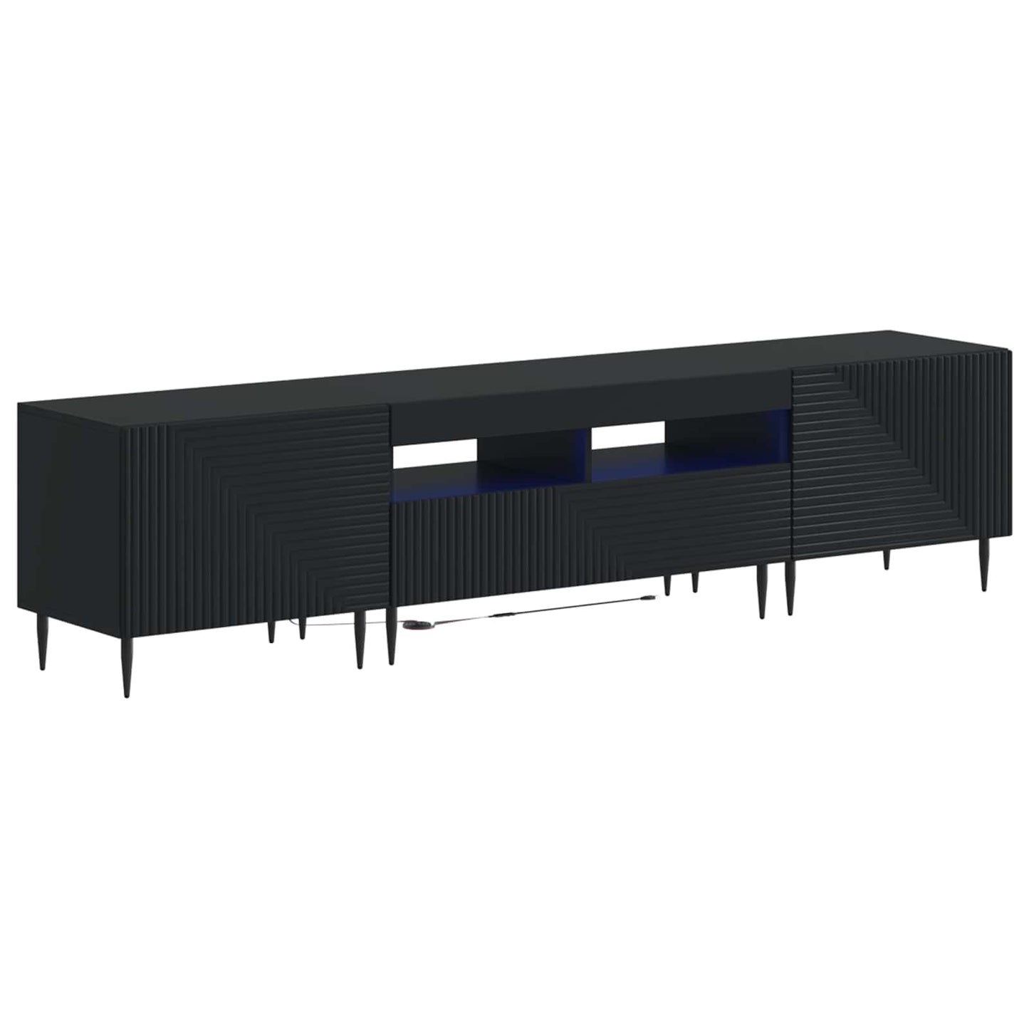 3 Piece LED TV Cabinet Black Engineered Wood