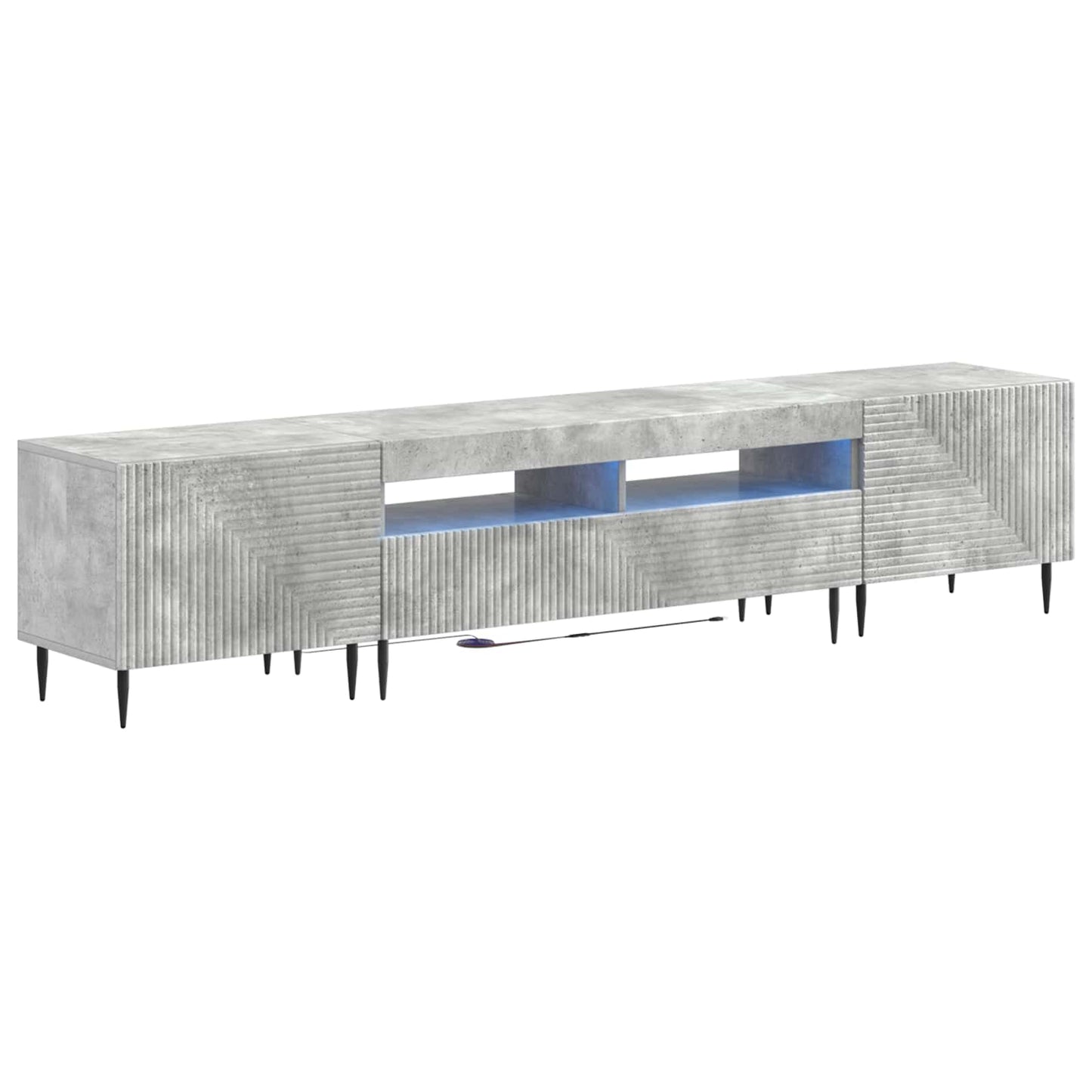 3 Piece LED TV Cabinet Concrete Grey Engineered Wood