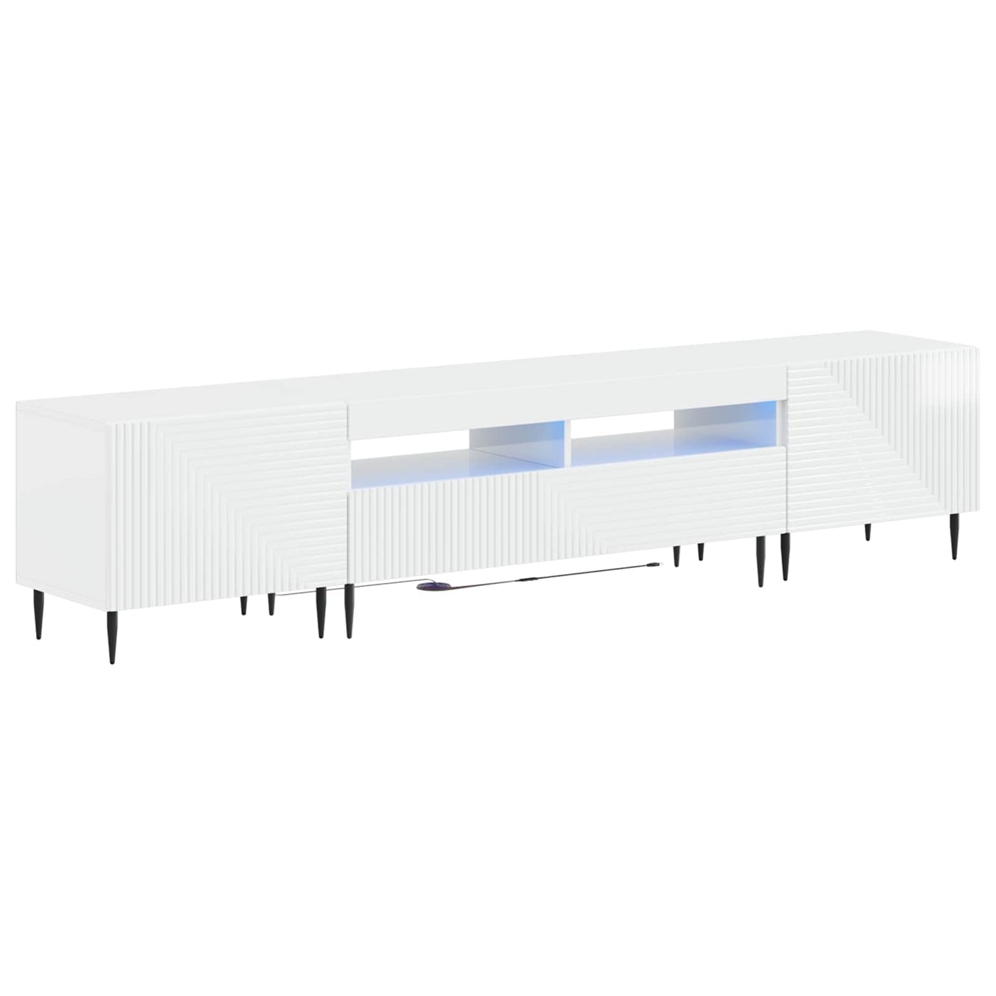 3 Piece LED TV Cabinet High Gloss White Engineered Wood