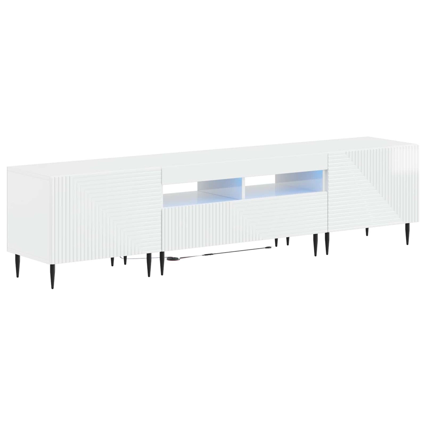 3 Piece LED TV Cabinet High Gloss White Engineered Wood