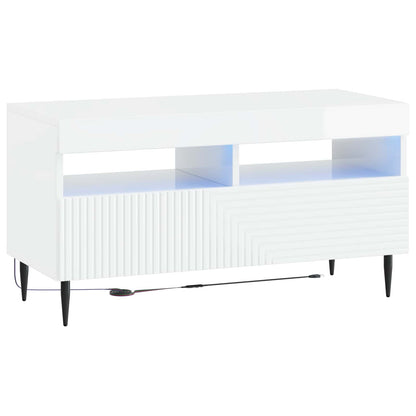 3 Piece LED TV Cabinet High Gloss White Engineered Wood
