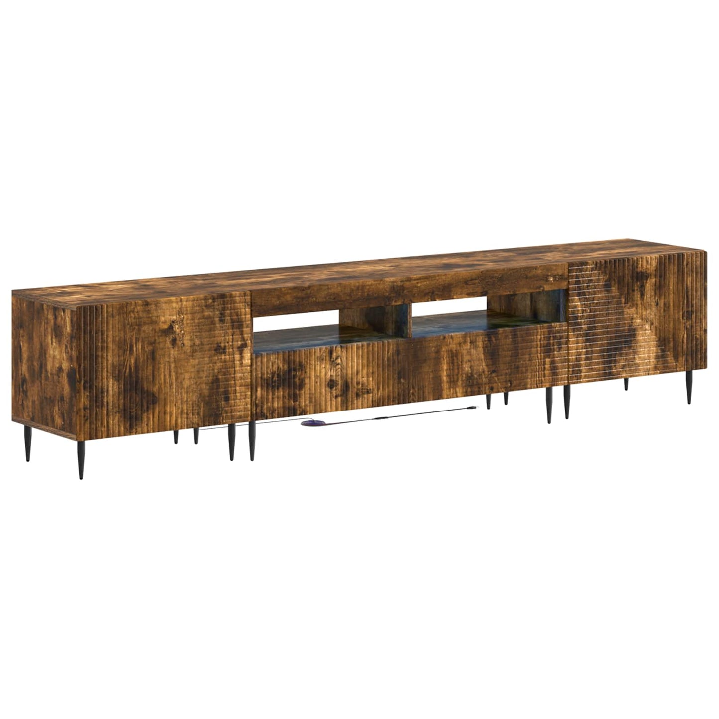 3 Piece LED TV Cabinet Smoked Oak Engineered Wood