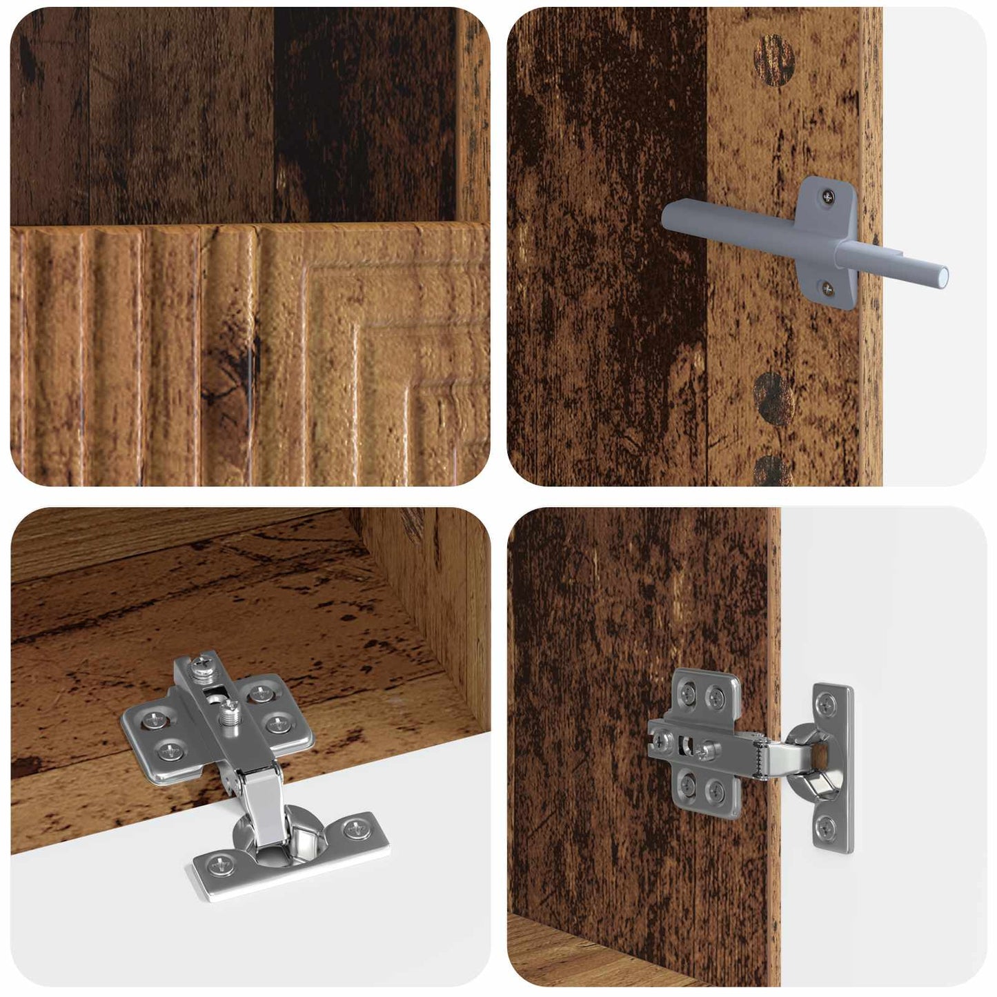 3 Piece LED TV Cabinet Old Wood Engineered Wood
