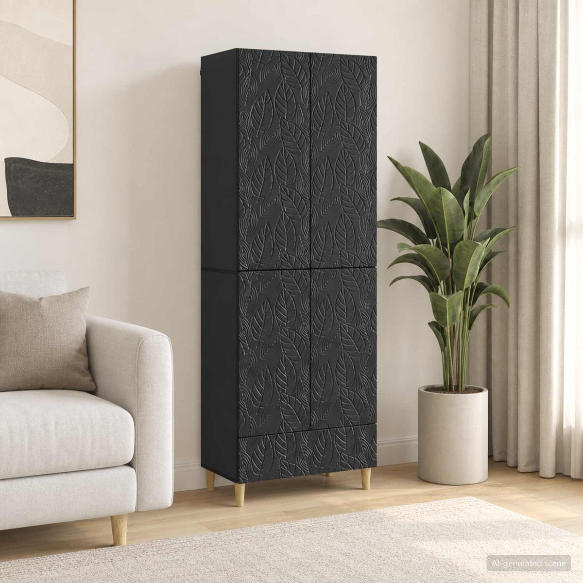 Cabinet Set 2 pcs Black Engineered Wood
