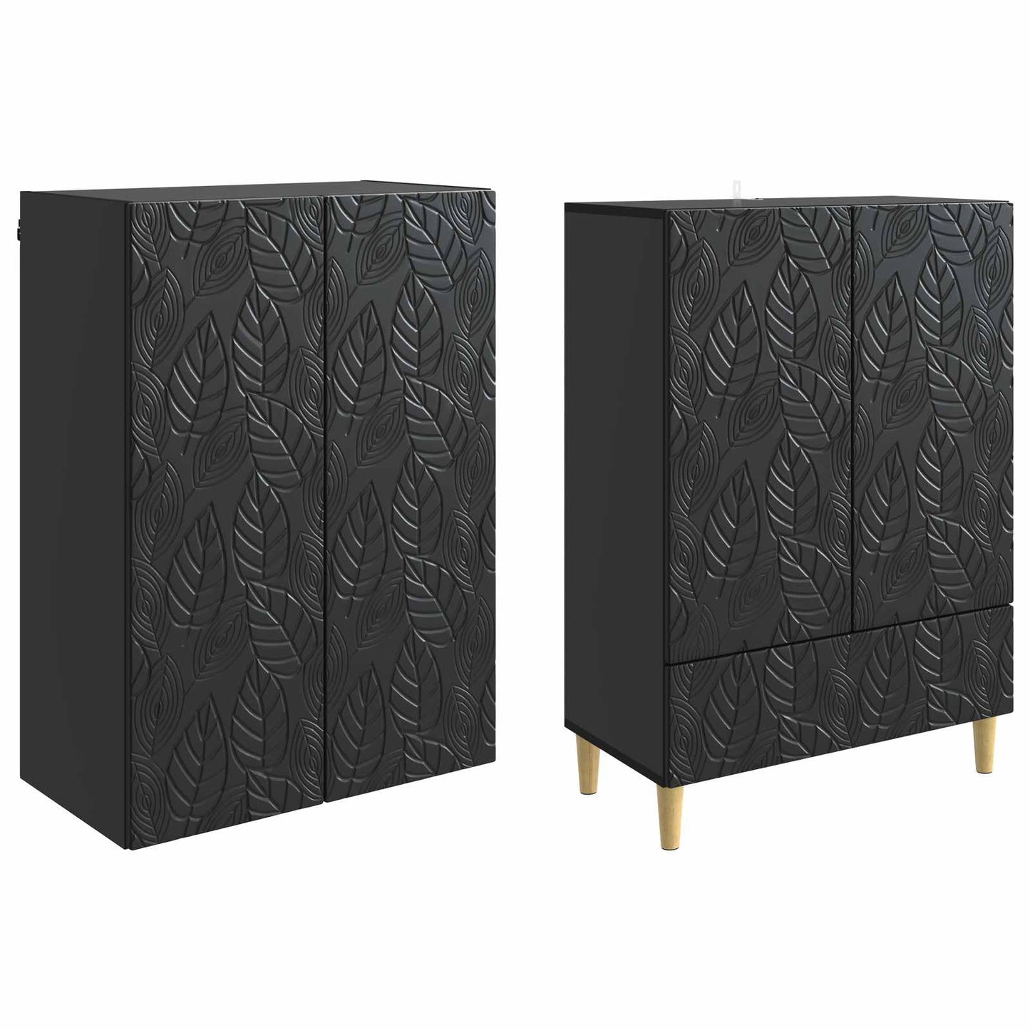 Cabinet Set 2 pcs Black Engineered Wood