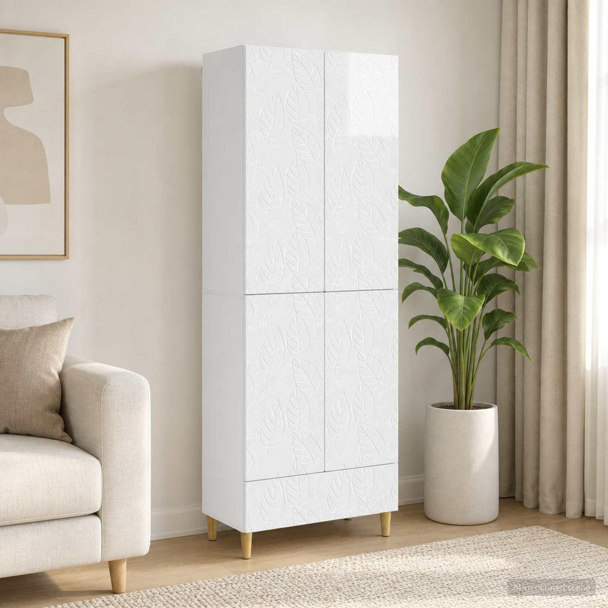 Cabinet Set 2 pcs High Gloss White Engineered Wood