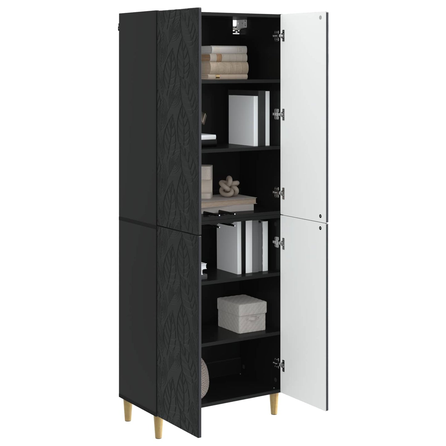 Cabinet Set 2 pcs Black Engineered Wood