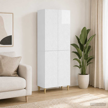 Cabinet Set 2 pcs High Gloss White Engineered Wood