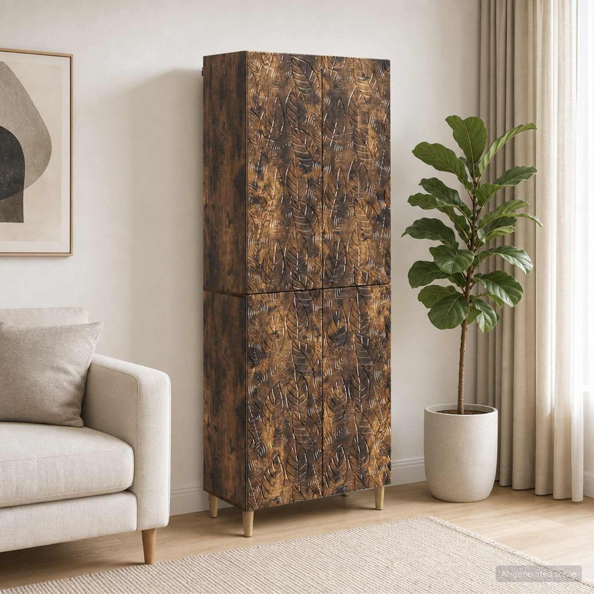 Cabinet Set 2 pcs Smoked Oak Engineered Wood