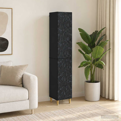 Cabinet Set 2 pcs Black Engineered Wood